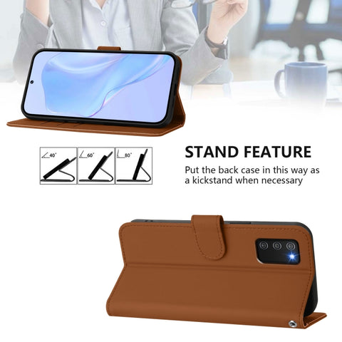 Skin Feel Solid Color Leather Phone Case with Lanyard, For Samsung Galaxy A02s 166mm