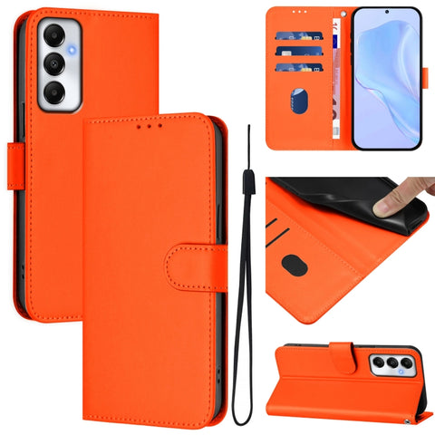 Skin Feel Solid Color Leather Phone Case with Lanyard, For Samsung Galaxy A05s 4G Global, For Samsung Galaxy A25 5G Global