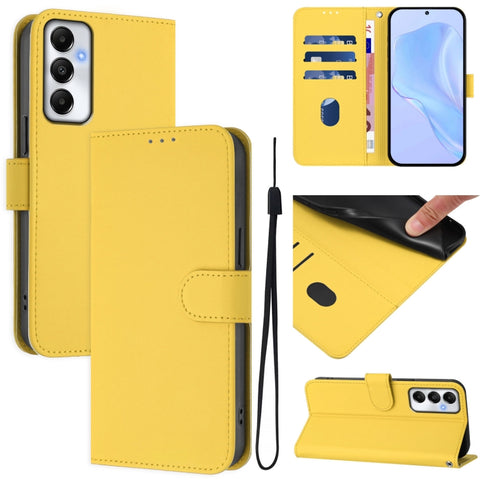 Skin Feel Solid Color Leather Phone Case with Lanyard, For Samsung Galaxy A05s 4G Global, For Samsung Galaxy A25 5G Global