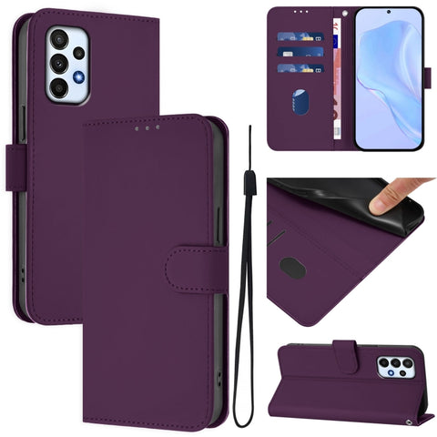 Skin Feel Solid Color Leather Phone Case with Lanyard, For Samsung Galaxy A24 4G Global, For Samsung Galaxy A23 4G / 5G / F23 5G