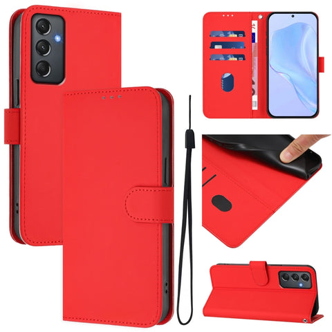 Skin Feel Solid Color Leather Phone Case with Lanyard, For Samsung Galaxy A24 4G Global, For Samsung Galaxy A23 4G / 5G / F23 5G