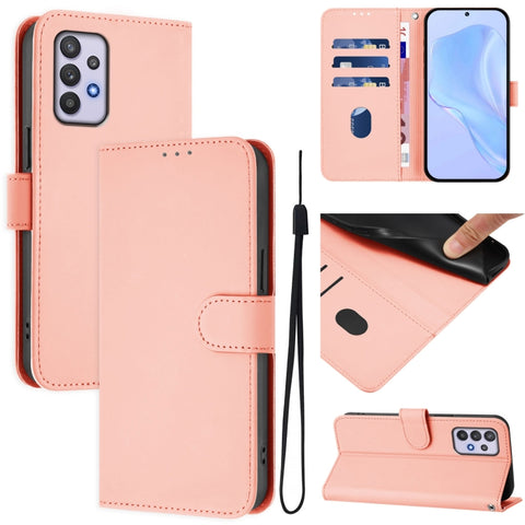 Skin Feel Solid Color Leather Phone Case with Lanyard, For Samsung Galaxy A32 4G, For Samsung Galaxy A02 / M02