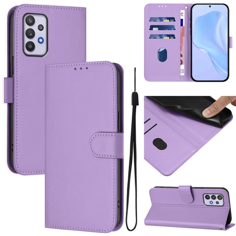 Skin Feel Solid Color Leather Phone Case with Lanyard, For Samsung Galaxy A32 4G, For Samsung Galaxy A02 / M02