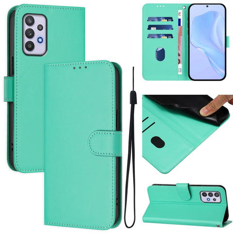 Skin Feel Solid Color Leather Phone Case with Lanyard, For Samsung Galaxy A32 4G, For Samsung Galaxy A02 / M02