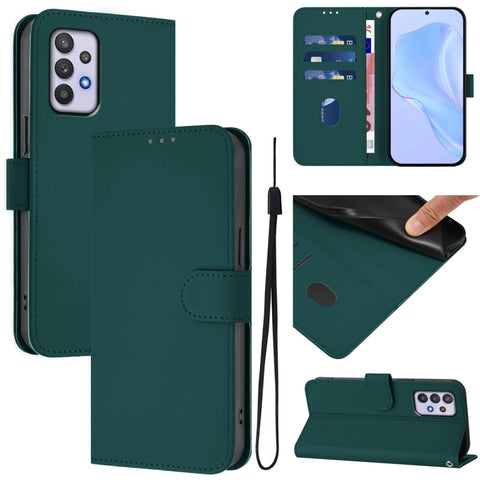 Skin Feel Solid Color Leather Phone Case with Lanyard, For Samsung Galaxy A32 4G, For Samsung Galaxy A02 / M02