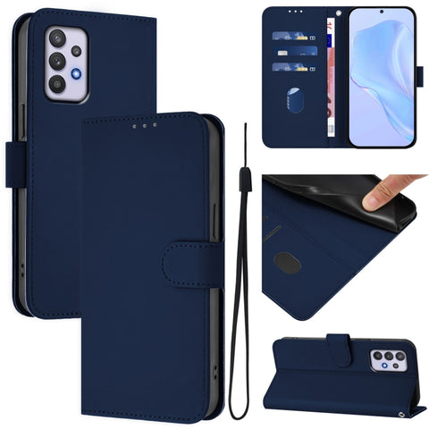 Skin Feel Solid Color Leather Phone Case with Lanyard, For Samsung Galaxy A32 4G, For Samsung Galaxy A02 / M02