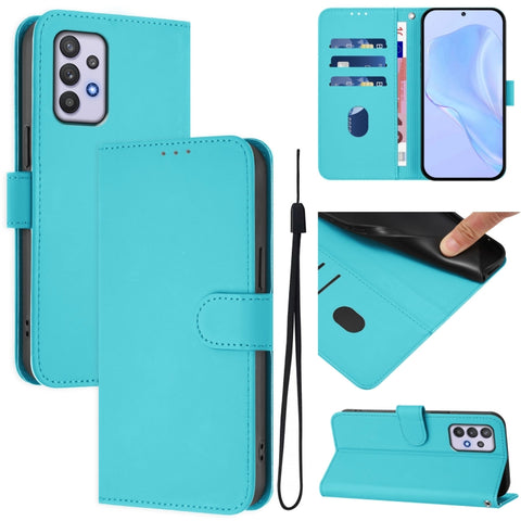 Skin Feel Solid Color Leather Phone Case with Lanyard, For Samsung Galaxy A32 4G, For Samsung Galaxy A02 / M02