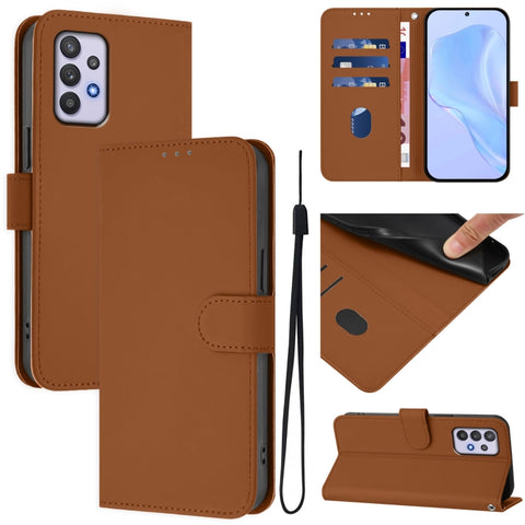 Skin Feel Solid Color Leather Phone Case with Lanyard, For Samsung Galaxy A32 5G / M32 5G, For Samsung Galaxy A52 4G / 5G / A52s 5G