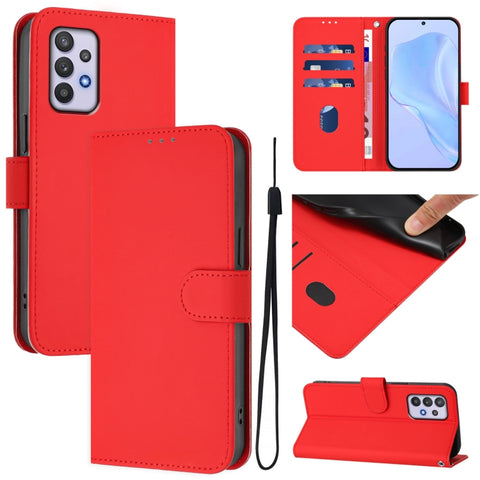 Skin Feel Solid Color Leather Phone Case with Lanyard, For Samsung Galaxy A32 5G / M32 5G, For Samsung Galaxy A52 4G / 5G / A52s 5G