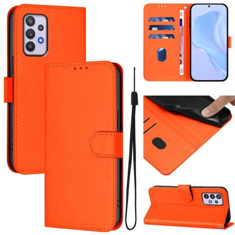 Skin Feel Solid Color Leather Phone Case with Lanyard, For Samsung Galaxy A32 5G / M32 5G, For Samsung Galaxy A52 4G / 5G / A52s 5G
