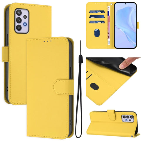 Skin Feel Solid Color Leather Phone Case with Lanyard, For Samsung Galaxy A32 5G / M32 5G, For Samsung Galaxy A52 4G / 5G / A52s 5G