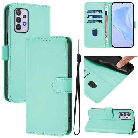 Skin Feel Solid Color Leather Phone Case with Lanyard, For Samsung Galaxy A32 5G / M32 5G, For Samsung Galaxy A52 4G / 5G / A52s 5G