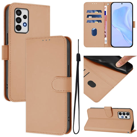 Skin Feel Solid Color Leather Phone Case with Lanyard, For Samsung Galaxy A32 5G / M32 5G, For Samsung Galaxy A52 4G / 5G / A52s 5G