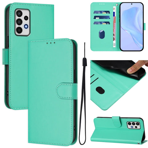 Skin Feel Solid Color Leather Phone Case with Lanyard, For Samsung Galaxy A32 5G / M32 5G, For Samsung Galaxy A52 4G / 5G / A52s 5G