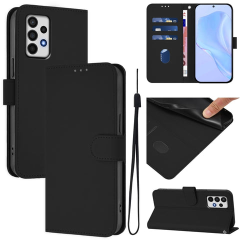 Skin Feel Solid Color Leather Phone Case with Lanyard, For Samsung Galaxy A32 5G / M32 5G, For Samsung Galaxy A52 4G / 5G / A52s 5G