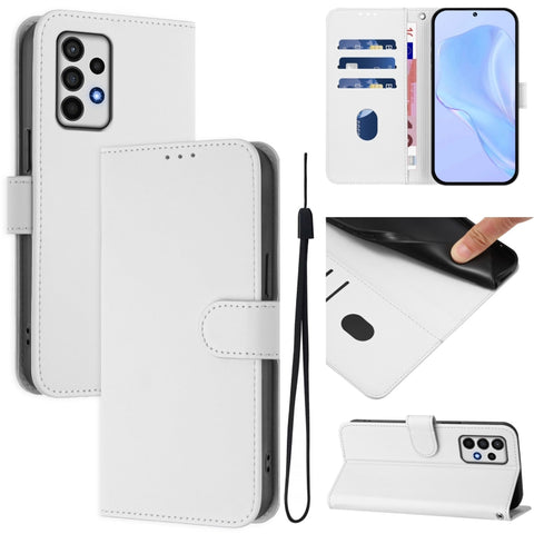 Skin Feel Solid Color Leather Phone Case with Lanyard, For Samsung Galaxy A32 5G / M32 5G, For Samsung Galaxy A52 4G / 5G / A52s 5G