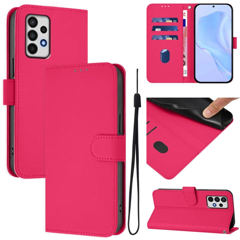 Skin Feel Solid Color Leather Phone Case with Lanyard, For Samsung Galaxy A32 5G / M32 5G, For Samsung Galaxy A52 4G / 5G / A52s 5G