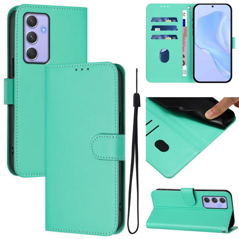 Skin Feel Solid Color Leather Phone Case with Lanyard, For Samsung Galaxy A54  5G, For Samsung Galaxy A13 5G / 4G / A04s