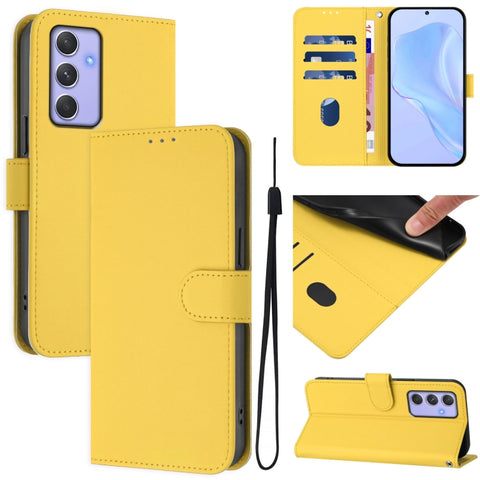 Skin Feel Solid Color Leather Phone Case with Lanyard, For Samsung Galaxy A54  5G, For Samsung Galaxy A13 5G / 4G / A04s