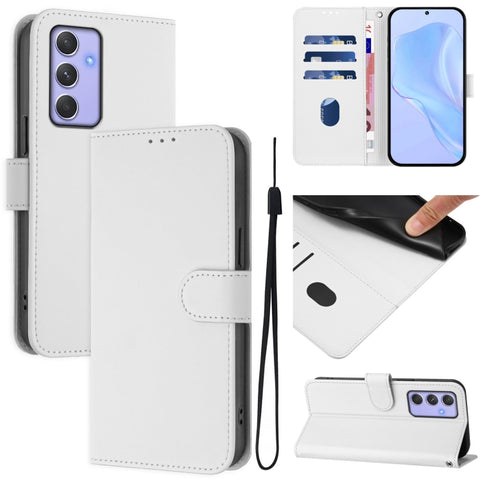 Skin Feel Solid Color Leather Phone Case with Lanyard, For Samsung Galaxy A54  5G, For Samsung Galaxy A13 5G / 4G / A04s