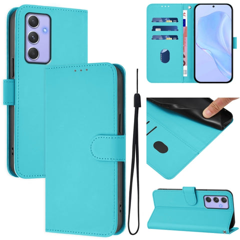 Skin Feel Solid Color Leather Phone Case with Lanyard, For Samsung Galaxy A54  5G, For Samsung Galaxy A13 5G / 4G / A04s