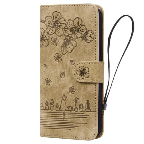 Cartoon Sakura Cat Embossed Leather Phone Case, For Samsung Galaxy S26+ 5G, For Samsung Galaxy S26 Ultra 5G, For Samsung Galaxy S26 5G, For Samsung Galaxy S25 Edge 5G, For Samsung Galaxy S25 Ultra 5G, For Samsung Galaxy S24 FE 5G                       ...