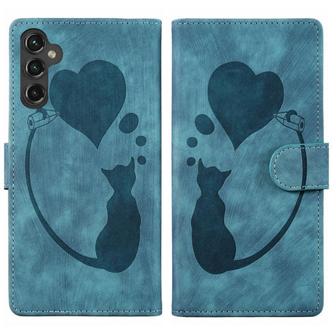 Pen Heart Cat Embossed Leather Phone Case, For Galaxy S26 FE 5G, For Samsung Galaxy S26+ 5G, For Samsung Galaxy S26 Ultra 5G, For Samsung Galaxy S26 5G, For Samsung Galaxy S25 FE 5G, For Samsung Galaxy S25 5G, For Samsung Galaxy S25+ 5G                ...