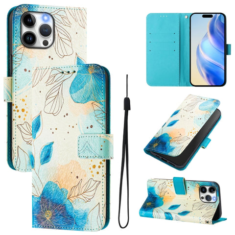 Art Colored Drawing Pattern Leather Phone Case, For iPhone 13 Pro