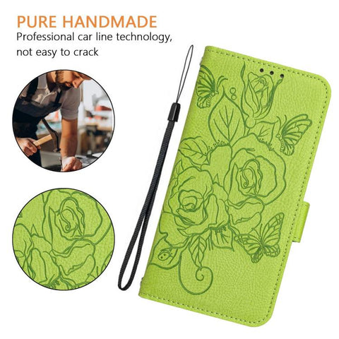 Embossed Rose RFID Anti-theft Leather Phone Case, For Galaxy A27 5G, For Samsung Galaxy A17 4G, For Samsung Galaxy A07 4G, For Samsung Galaxy A06 5G / 4G, For Samsung Galaxy A56 5G, For Samsung Galaxy A26, For Samsung Galaxy A36 5G, For Samsung Galaxy A16