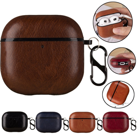 One-Piece Style Leather Earphone Protective Case with Hook, For AirPods 5 / 4, For AirPods Pro 3, For AirPods Pro 2