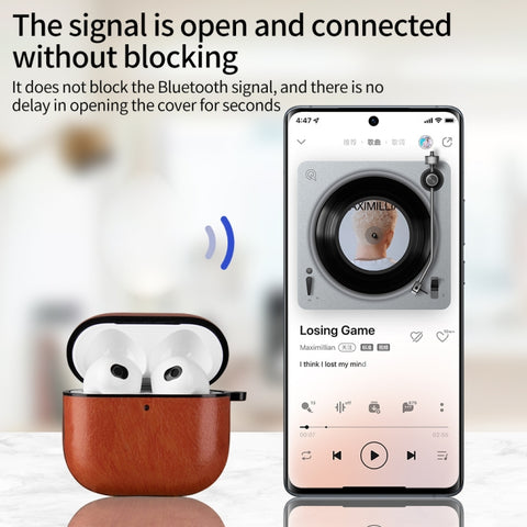 One-Piece Style Leather Earphone Protective Case with Hook, For AirPods 5 / 4, For AirPods Pro 3, For AirPods Pro 2