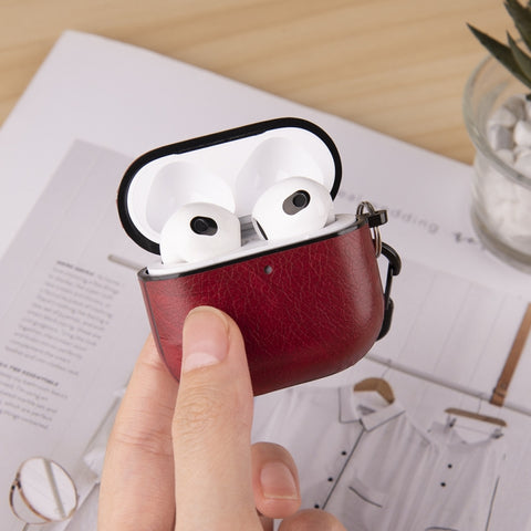 One-Piece Style Leather Earphone Protective Case with Hook, For AirPods 5 / 4, For AirPods Pro 3, For AirPods Pro 2