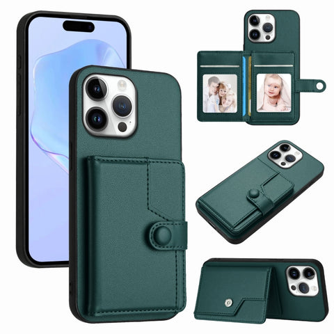Button Card Bag RFID Anti-theft Phone Case, For iPhone 18 Pro / 17 Pro, For iPhone 18 Pro Max / 17 Pro Max, For iPhone 17, For iPhone Air, For iPhone 16 Pro Max, For iPhone 16 Pro, For iPhone 16 Plus, For iPhone 16