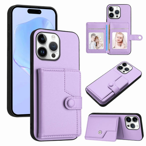 Button Card Bag RFID Anti-theft Phone Case, For iPhone 18 Pro / 17 Pro, For iPhone 18 Pro Max / 17 Pro Max, For iPhone 17, For iPhone Air, For iPhone 16 Pro Max, For iPhone 16 Pro, For iPhone 16 Plus, For iPhone 16