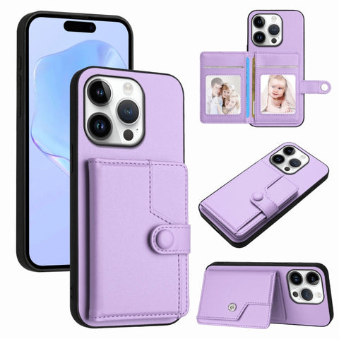 Button Card Bag RFID Anti-theft Phone Case, For iPhone 18 Pro / 17 Pro, For iPhone 18 Pro Max / 17 Pro Max, For iPhone 17, For iPhone Air, For iPhone 16 Pro Max, For iPhone 16 Pro, For iPhone 16 Plus, For iPhone 16