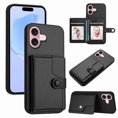 Button Card Bag RFID Anti-theft Phone Case, For iPhone 18 Pro / 17 Pro, For iPhone 18 Pro Max / 17 Pro Max, For iPhone 17, For iPhone Air, For iPhone 16 Pro Max, For iPhone 16 Pro, For iPhone 16 Plus, For iPhone 16