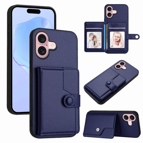 Button Card Bag RFID Anti-theft Phone Case, For iPhone 18 Pro / 17 Pro, For iPhone 18 Pro Max / 17 Pro Max, For iPhone 17, For iPhone Air, For iPhone 16 Pro Max, For iPhone 16 Pro, For iPhone 16 Plus, For iPhone 16