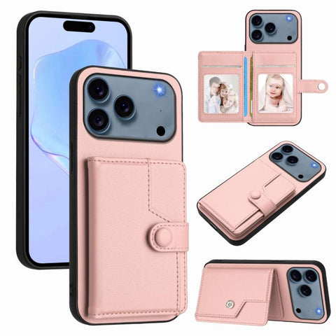 Button Card Bag RFID Anti-theft Phone Case, For iPhone 18 Pro / 17 Pro, For iPhone 18 Pro Max / 17 Pro Max, For iPhone 17, For iPhone Air, For iPhone 16 Pro Max, For iPhone 16 Pro, For iPhone 16 Plus, For iPhone 16