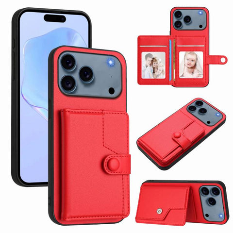 Button Card Bag RFID Anti-theft Phone Case, For iPhone 18 Pro / 17 Pro, For iPhone 18 Pro Max / 17 Pro Max, For iPhone 17, For iPhone Air, For iPhone 16 Pro Max, For iPhone 16 Pro, For iPhone 16 Plus, For iPhone 16