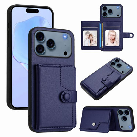 Button Card Bag RFID Anti-theft Phone Case, For iPhone 18 Pro / 17 Pro, For iPhone 18 Pro Max / 17 Pro Max, For iPhone 17, For iPhone Air, For iPhone 16 Pro Max, For iPhone 16 Pro, For iPhone 16 Plus, For iPhone 16