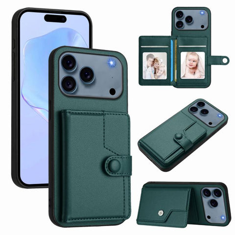 Button Card Bag RFID Anti-theft Phone Case, For iPhone 18 Pro / 17 Pro, For iPhone 18 Pro Max / 17 Pro Max, For iPhone 17, For iPhone Air, For iPhone 16 Pro Max, For iPhone 16 Pro, For iPhone 16 Plus, For iPhone 16