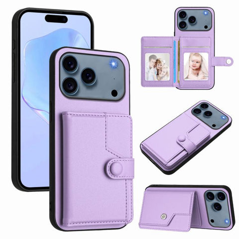 Button Card Bag RFID Anti-theft Phone Case, For iPhone 18 Pro / 17 Pro, For iPhone 18 Pro Max / 17 Pro Max, For iPhone 17, For iPhone Air, For iPhone 16 Pro Max, For iPhone 16 Pro, For iPhone 16 Plus, For iPhone 16