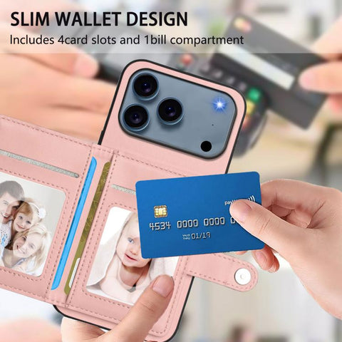 Button Card Bag RFID Anti-theft Phone Case, For iPhone 18 Pro / 17 Pro, For iPhone 18 Pro Max / 17 Pro Max, For iPhone 17, For iPhone Air, For iPhone 16 Pro Max, For iPhone 16 Pro, For iPhone 16 Plus, For iPhone 16