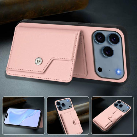 Button Card Bag RFID Anti-theft Phone Case, For iPhone 18 Pro / 17 Pro, For iPhone 18 Pro Max / 17 Pro Max, For iPhone 17, For iPhone Air, For iPhone 16 Pro Max, For iPhone 16 Pro, For iPhone 16 Plus, For iPhone 16