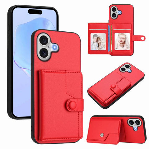 Button Card Bag RFID Anti-theft Phone Case, For iPhone 18 Pro / 17 Pro, For iPhone 18 Pro Max / 17 Pro Max, For iPhone 17, For iPhone Air, For iPhone 16 Pro Max, For iPhone 16 Pro, For iPhone 16 Plus, For iPhone 16
