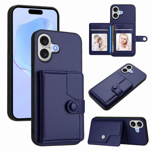 Button Card Bag RFID Anti-theft Phone Case, For iPhone 18 Pro / 17 Pro, For iPhone 18 Pro Max / 17 Pro Max, For iPhone 17, For iPhone Air, For iPhone 16 Pro Max, For iPhone 16 Pro, For iPhone 16 Plus, For iPhone 16