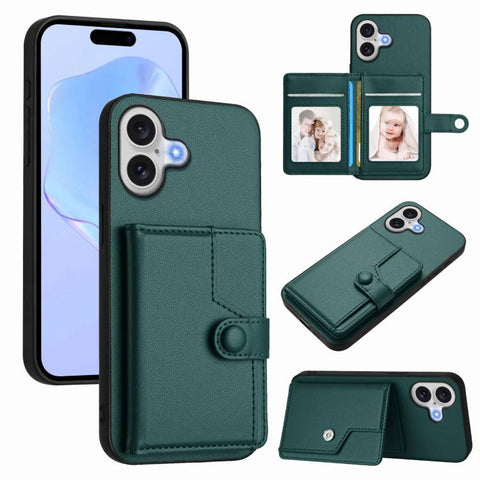 Button Card Bag RFID Anti-theft Phone Case, For iPhone 18 Pro / 17 Pro, For iPhone 18 Pro Max / 17 Pro Max, For iPhone 17, For iPhone Air, For iPhone 16 Pro Max, For iPhone 16 Pro, For iPhone 16 Plus, For iPhone 16