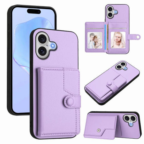 Button Card Bag RFID Anti-theft Phone Case, For iPhone 18 Pro / 17 Pro, For iPhone 18 Pro Max / 17 Pro Max, For iPhone 17, For iPhone Air, For iPhone 16 Pro Max, For iPhone 16 Pro, For iPhone 16 Plus, For iPhone 16
