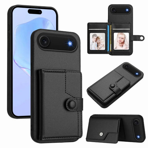 Button Card Bag RFID Anti-theft Phone Case, For iPhone 18 Pro / 17 Pro, For iPhone 18 Pro Max / 17 Pro Max, For iPhone 17, For iPhone Air, For iPhone 16 Pro Max, For iPhone 16 Pro, For iPhone 16 Plus, For iPhone 16