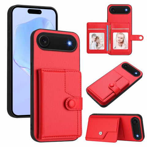 Button Card Bag RFID Anti-theft Phone Case, For iPhone 18 Pro / 17 Pro, For iPhone 18 Pro Max / 17 Pro Max, For iPhone 17, For iPhone Air, For iPhone 16 Pro Max, For iPhone 16 Pro, For iPhone 16 Plus, For iPhone 16
